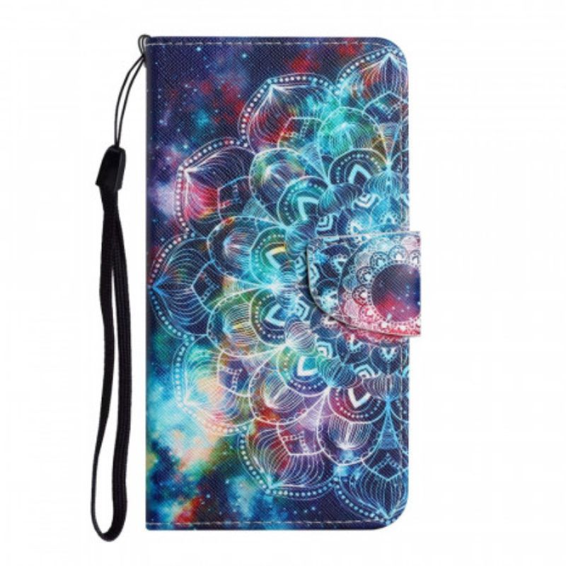 δερματινη θηκη Samsung Galaxy S22 Ultra 5G με κορδονι Flashy Half Mandala Strappy